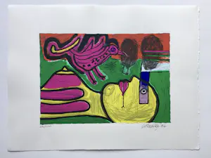 Corneille - zeefdruk - Femme et oiseau - 1992. kopen? Bied vanaf 175!