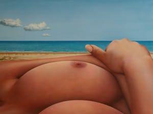 Kees Gerritse - Olieverf op doek , Op het strand – 1989 – 65 x 90 cm kopen? Bied vanaf 500!