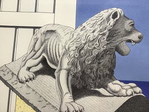 Marinus Fuit - Litho , gebeeldhouwde leeuw, gesigneerd en ingelijst kopen? Bied vanaf 75!