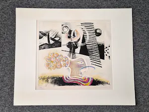 Martin Engelman - Zeer grote -1967- surrealistische kleuren-lithografie - potloodgesigneerd kopen? Bied vanaf 38!