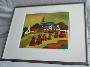 Toon Tieland - Handgesigneerde prent , “De koperen zomer” - ingelijst – 1990 kopen? Bied vanaf 1!