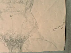 Frans Boers - studie tekening "mannelijk naakt" en nog een houtskool tekening gesigneerd kopen? Bied vanaf 1!