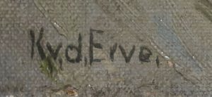 Klaas van den Erve - Olieverf op doek, Aangemeerde platbodem kopen? Bied vanaf 10!