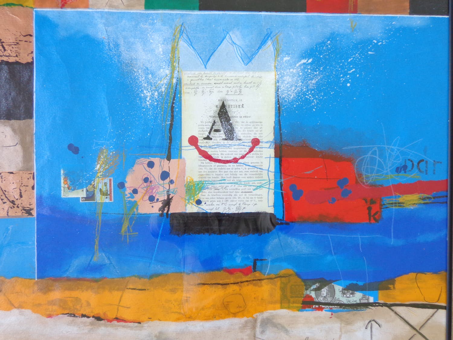 Theo Koster - "A" / KLEURZEEFDRUK + COLLAGE + OPGEHOOGD / 61x72cm / KADER / SIG verkocht voor € 50!