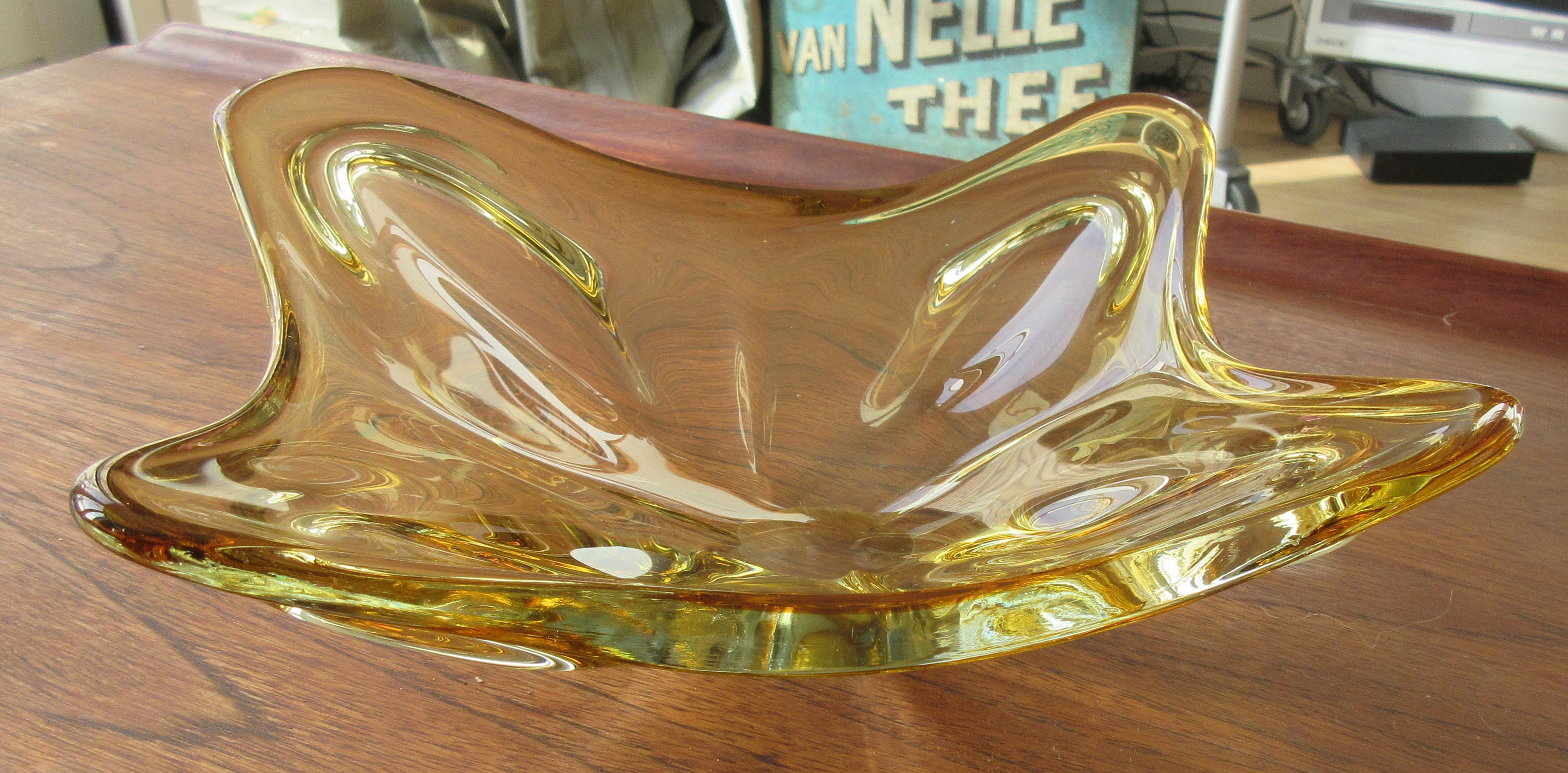 Seguso - Murano fifties amber glazen lens schaal kopen? Bied vanaf 30!