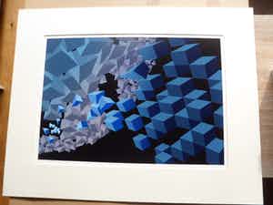 Hans Klaui - Mooi geometrische zeefdruk van Hans Klaui, 1987-7 verkocht voor € 40!