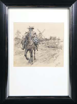 Jan Hoynck van Papendrecht - Inkt op papier, De Ruiteroptocht verkocht voor € 300!