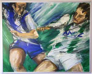 Anke Peddemors - FC Groningen 25 jaar (1996) - Acrylverf schilderij, Groot verkocht voor € 85!