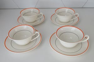 Firma Regout & Co - Vier art deco kop- en schotels kopen? Bied vanaf 32!