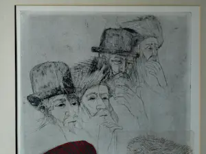 Abraham Yakin - Ingelijste kleurenets , Joodse mensen – E/A nr. 42/48 – 78 x 48 cm. kopen? Bied vanaf 80!