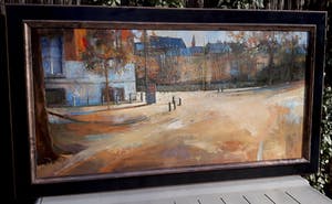 Klaas Werumeus Buning - Gezicht op het Binnenhof, olieverf op doek (mooi ingelijst, groot) kopen? Bied vanaf 1000!