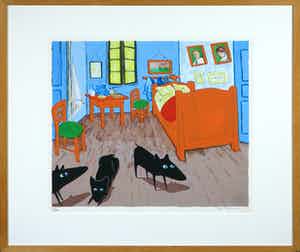 Peter Bastiaanssen - Zeefdruk, Yapping Van Gogh - Ingelijst verkocht voor € 60!