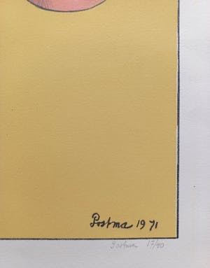 Hannes Postma - Vuurtoren en vrouw in strandstoel, litho kopen? Bied vanaf 50!