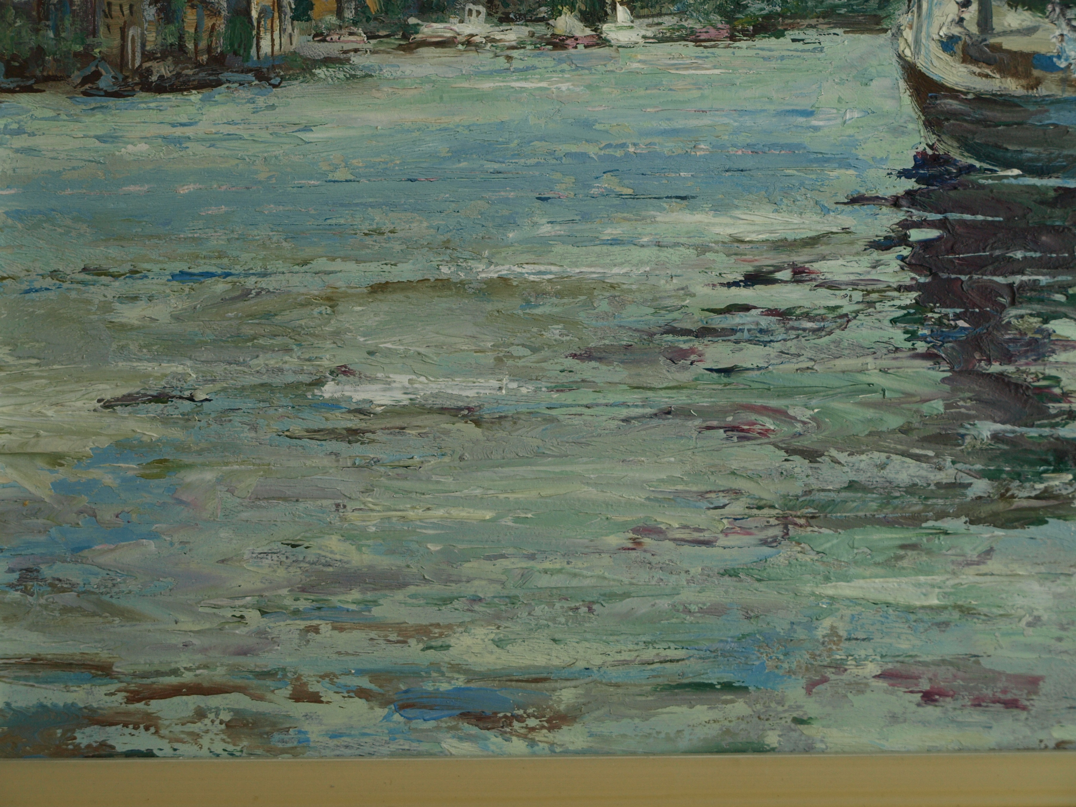 Niet of onleesbaar gesigneerd - Olieverf op board – Havengezicht – gesigneerd & ingelijst  kopen? Bied vanaf 1!