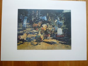 Rob Houdijk - Offset-litho,Titel, "Kippenhok". kopen? Bied vanaf 35!