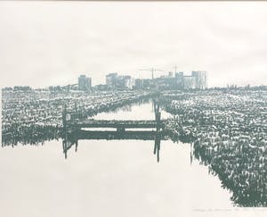 Frans Room - Zeefdruk, Landschap Noord-Holland,gesigneerd en ingelijst kopen? Bied vanaf 25!