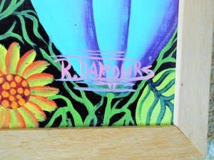 Robert Damour - Olieverfschilderij - Bloemen met vogels kopen? Bied vanaf 80!