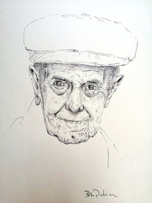 Niet of onleesbaar gesigneerd - Portret Roger Raveel - Originele pentekening kopen? Bied vanaf 1!