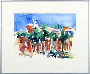 Piet Snoeren - Aquarel, Boszicht verkocht voor € 1!