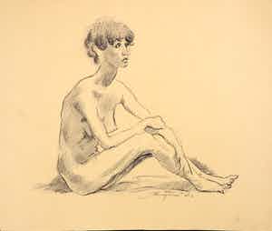 Jan Sluijters (jr.) - Tekening, Meerdere naakten (Aan beide kanten tekeningen) verkocht voor € 40!