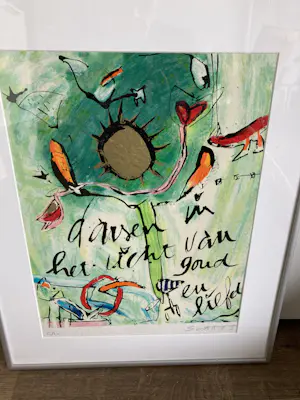 Miriam Slaats - Kleurenzeefdruk ‘ Dansen in het licht van goud en liefde ‘ kopen? Bied vanaf 70!