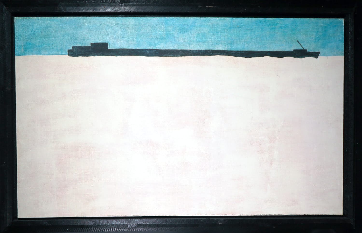 Wim Buitendijk - Acryl op doek, Schip op witte zee - Ingelijst (Zeer groot) verkocht voor € 1!