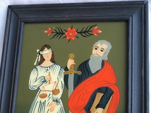 Niet of onleesbaar gesigneerd - Achterglasschildering / Hinterglasmalerei , Gerechtigheid – ingelijst kopen? Bied vanaf 10!