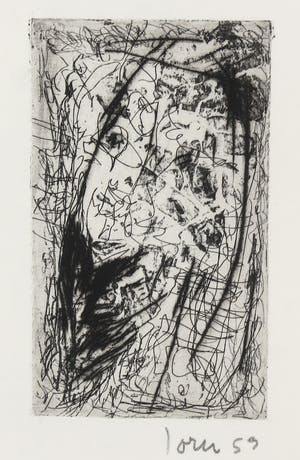 Asger Jorn - Ets en droge naald op handgeschept Japon, Friedhof der Maulwürfe - Ingelijst kopen? Bied vanaf 1!