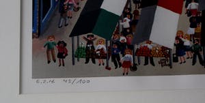 Maria-Anne Meier - Ingelijste zeefdruk: de Markt in Delft kopen? Bied vanaf 99!