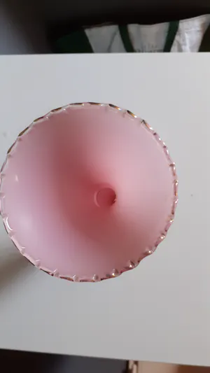 Cristallerie de Portieux - Roze melkglas vaas beschilderd met bladgoud en Camee dame erop kopen? Bied vanaf 1!