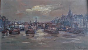 Ronald Terpstra - Havengezicht Amsterdams IJ met St Nicolaaskerk kopen? Bied vanaf 30!
