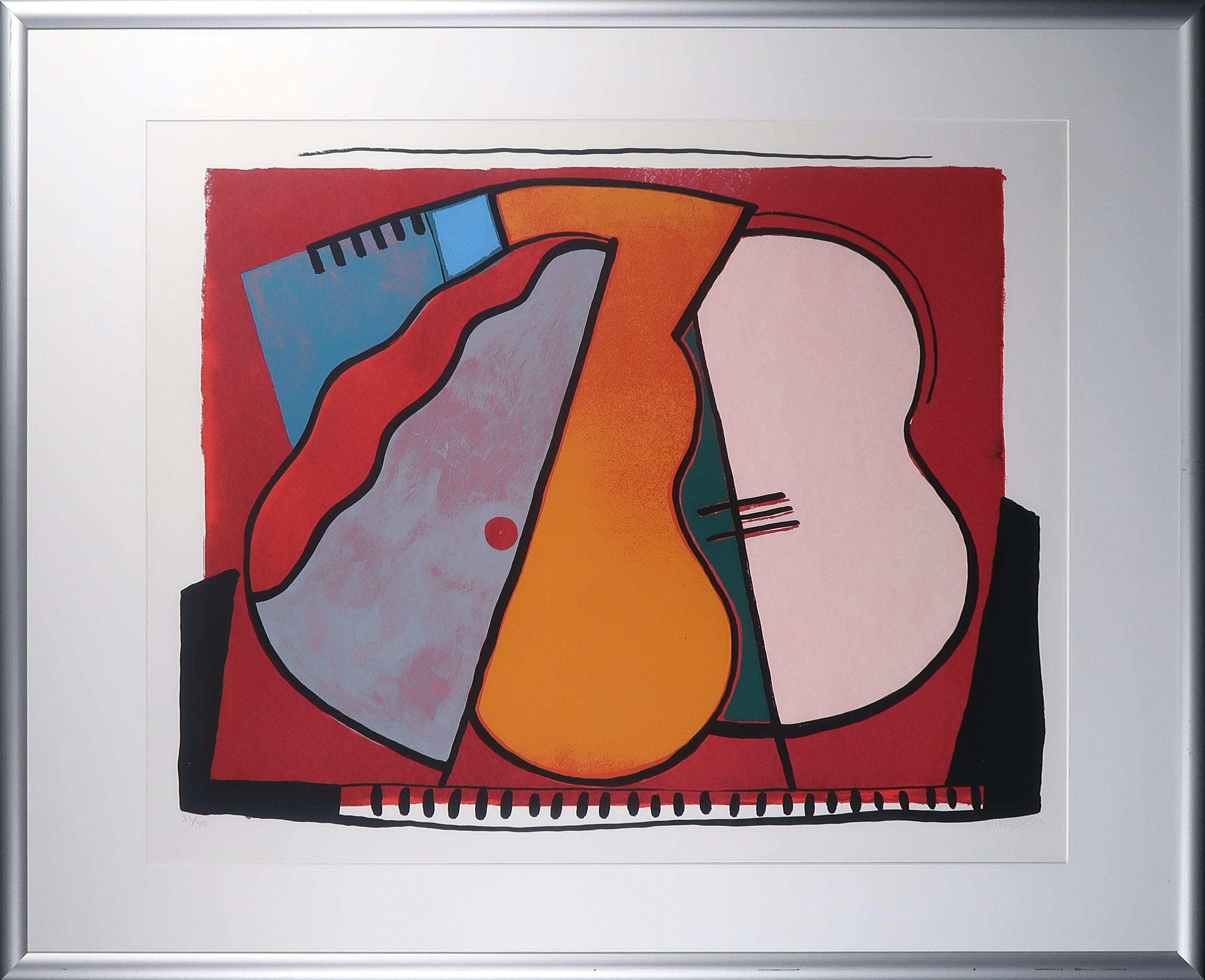 Wil Klaassen - Zeefdruk, Zonder titel VII (series 57) - Ingelijst (Groot) verkocht voor € 40!