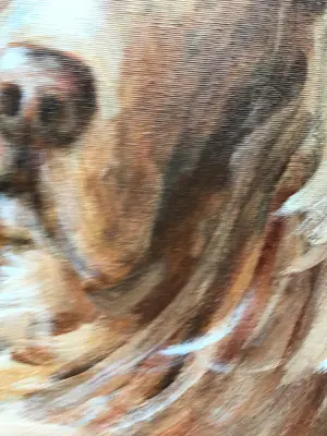 Niet of onleesbaar gesigneerd - Schilderij van hondje op board, in baklijst kopen? Bied vanaf 10!