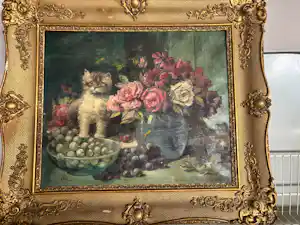 Alphonse Muraton - Floraal stilleven met kat kaufen? Bieten Sie von 450!