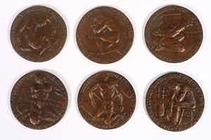 Oswald Wenckebach - Serie van 6 bronzen penningen, Op het Verzet 1940-1945 verkocht voor € 100!
