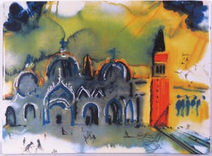 Niet of onleesbaar gesigneerd - Naar Salvador Dalí, Porseleinen Plaquette "Place Saint Marc a Venise" kopen? Bied vanaf 1!