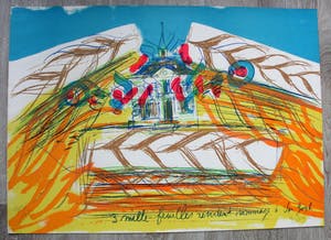 Jean Messagier - kleurenlitho: 3 mille feuilles rendent hommages a van Gogh kopen? Bied vanaf 45!