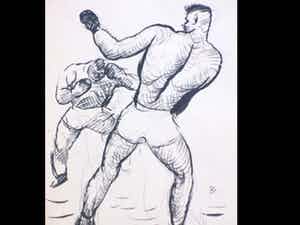 Herman Bieling - Boksgevecht - Pentekening verkocht voor € 35!