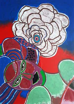 Corneille - Mounira a la fleur, zeefdruk (prachtig ingelijst, groot) verkocht voor € 425!