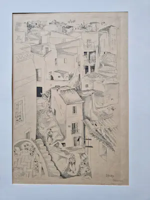 Debora Duyvis - een in 1928 gemaakte naïeve kopergravure "Ibiza Espana" - potloodgesigneerd kopen? Bied vanaf 42!