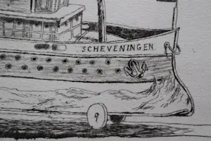 Herman Berserik - Monochrome 1992 Ets "S.S. Scheveningen" - uniek eigen druk exemplaar kopen? Bied vanaf 36!