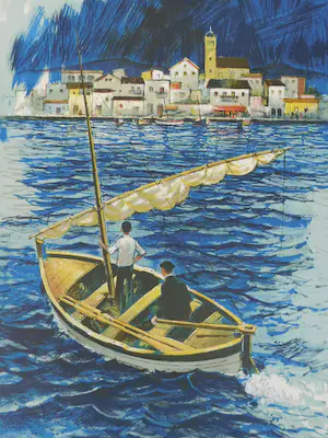 Amadeu Casals - Sailboat in the port of Cadaques kopen? Bied vanaf 25!