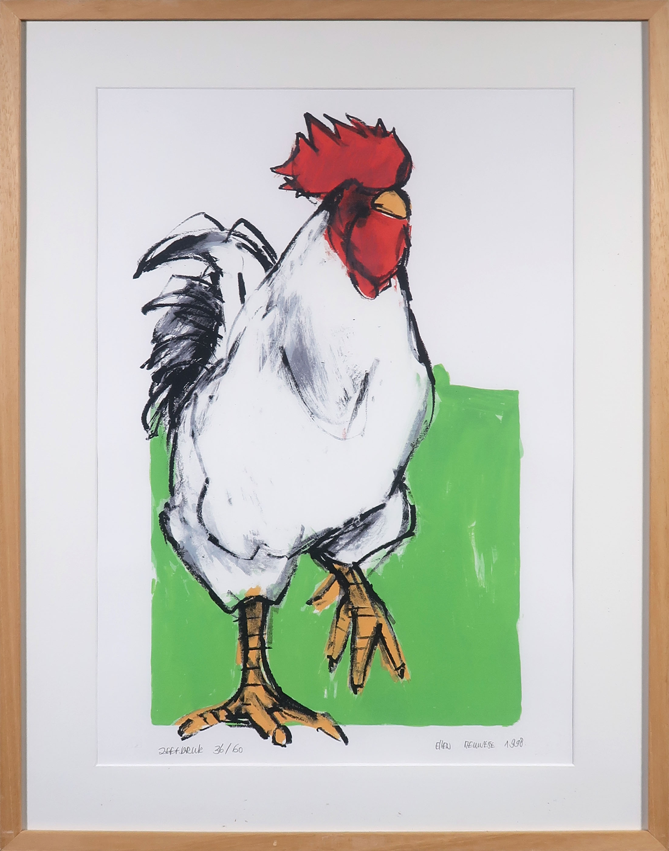 Ellen Meuwese - Zeefdruk, Haan - Ingelijst kopen? Bied vanaf 1!