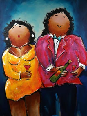 Theo Broeren - Acryl op doek, Nachtwandeling (Zeer groot) kopen? Bied vanaf 200!