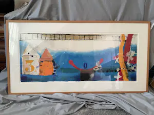 Theo Koster - Zeefdruk - Liggend blauw - Ingelijst (Groot) kopen? Bied vanaf 125!