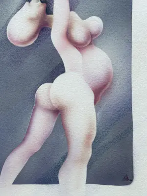 Yvon Adam - Seltenes erotisches Spraygemälde, gerahmt kopen? Bied vanaf 80!