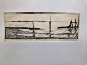 Jos van den Berg - Verstilde omstreeks 1940 eigen druk houtsnede "strekdam hoek van holland" verkauft für € 38!