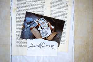 Mark Brusse - Collage van knipsels - Mixed media, Ingelijst verkocht voor € 69!