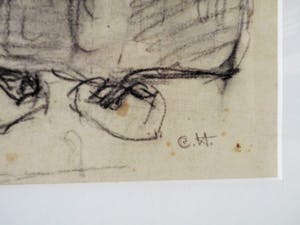 Cornelia Hioolen - Houtskooltekening - Vissersvrouwen kopen? Bied vanaf 50!