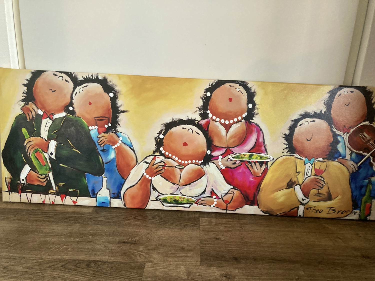 Theo Broeren - Glicée met acryl op doek ‘ Samen Feest (2) ‘ kopen? Bied vanaf 80!